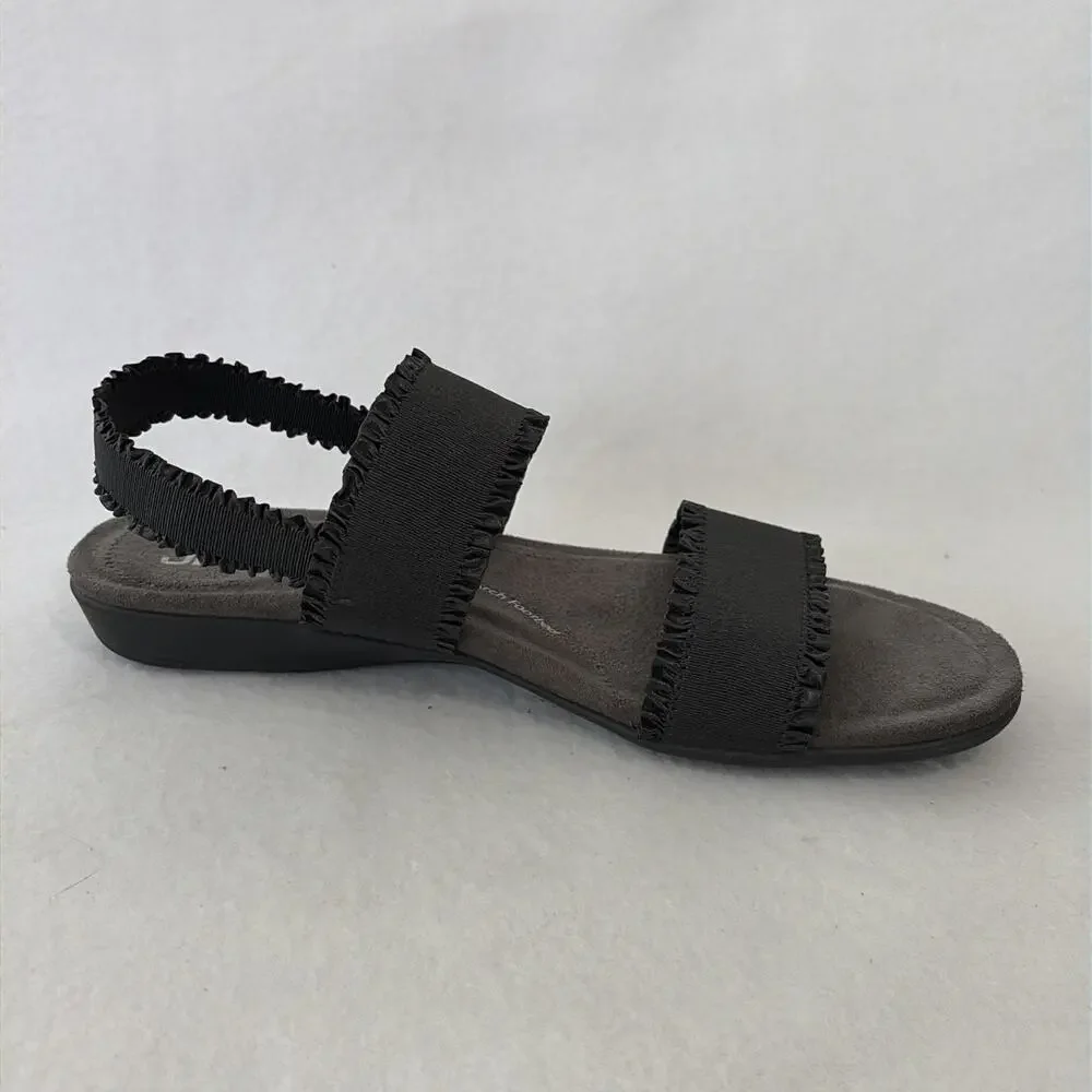 JBU Jambu Sandals Women’s 9.5 Black Adjustable Straps Comfy Cushioned Ruffles